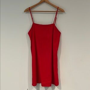 A NEW DAY Women’s Medium Linen Red Mini Slip Sun Dress Adjustable Straps